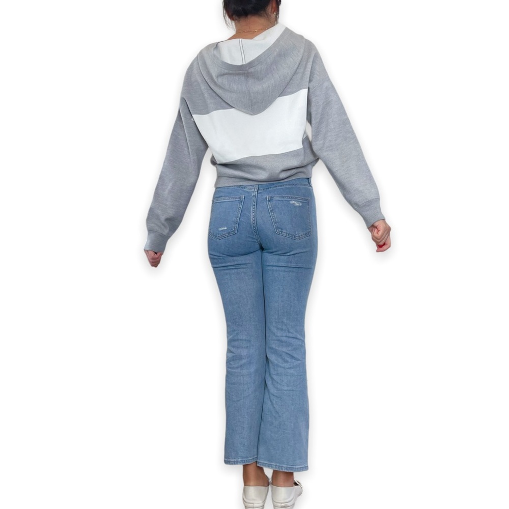 Alice + Olivia Gray and White Hooded Stripe Sweater - Picture 11 of 16